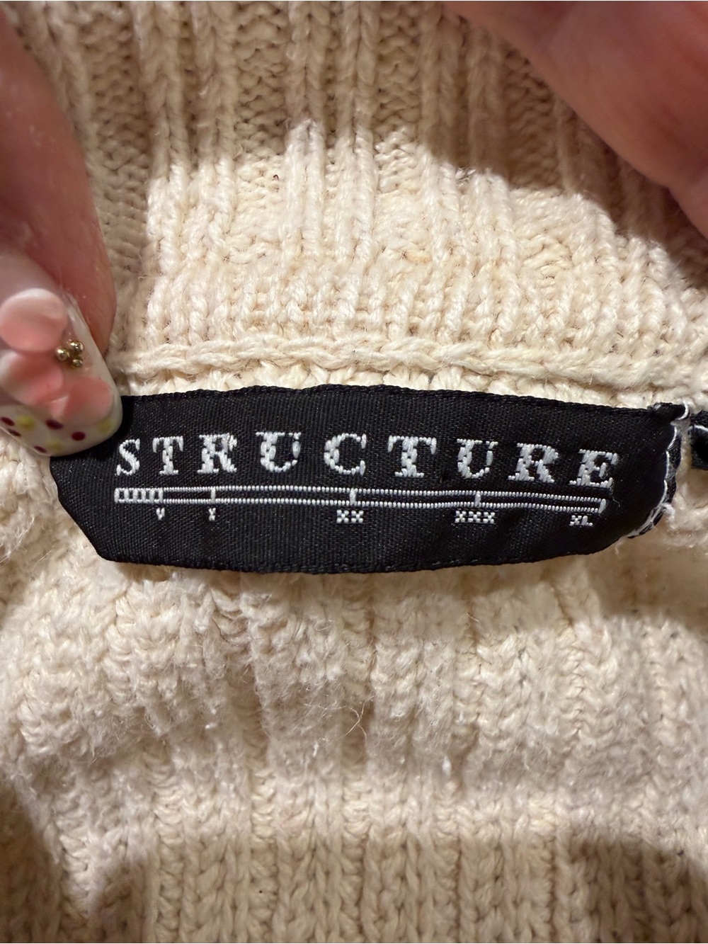 Structure Cream V-Neck Ribbed Knit Sweater - Picture 6 of 7